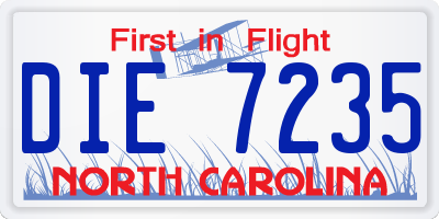NC license plate DIE7235