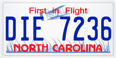 NC license plate DIE7236