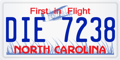 NC license plate DIE7238