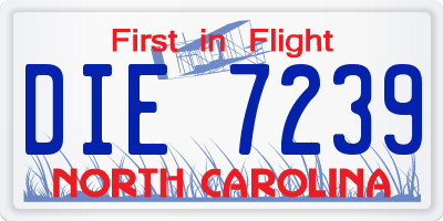 NC license plate DIE7239