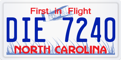 NC license plate DIE7240