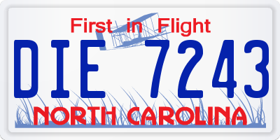 NC license plate DIE7243