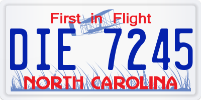 NC license plate DIE7245