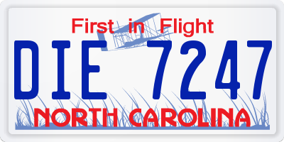 NC license plate DIE7247