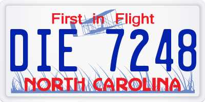 NC license plate DIE7248