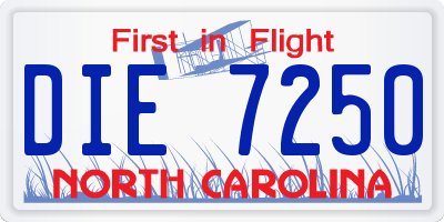 NC license plate DIE7250
