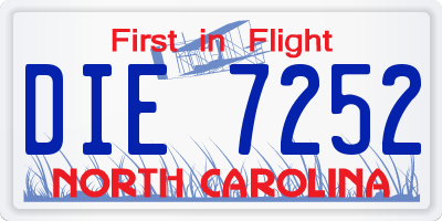 NC license plate DIE7252