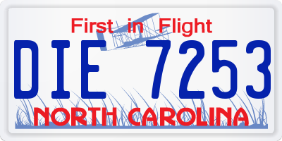 NC license plate DIE7253