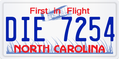 NC license plate DIE7254