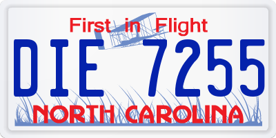 NC license plate DIE7255