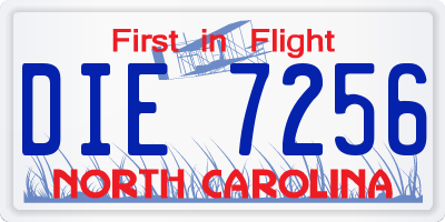 NC license plate DIE7256