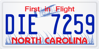 NC license plate DIE7259
