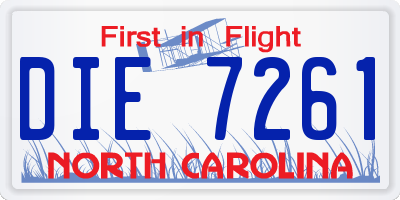 NC license plate DIE7261