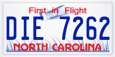 NC license plate DIE7262
