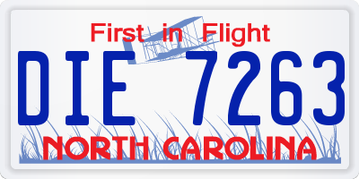 NC license plate DIE7263
