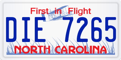 NC license plate DIE7265