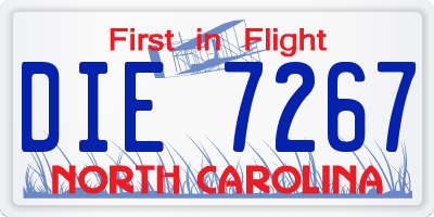 NC license plate DIE7267