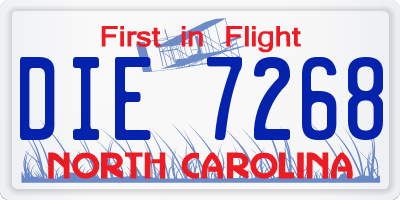 NC license plate DIE7268