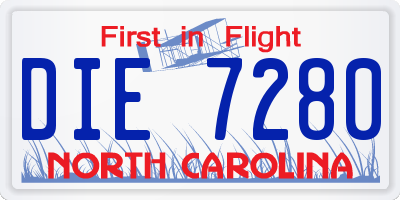 NC license plate DIE7280