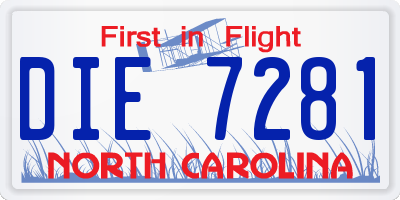 NC license plate DIE7281