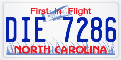 NC license plate DIE7286