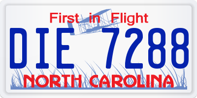 NC license plate DIE7288