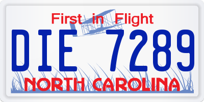 NC license plate DIE7289