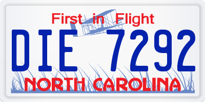 NC license plate DIE7292