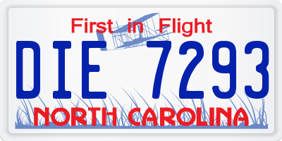 NC license plate DIE7293