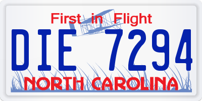 NC license plate DIE7294
