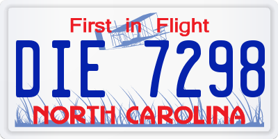 NC license plate DIE7298