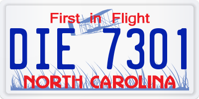 NC license plate DIE7301