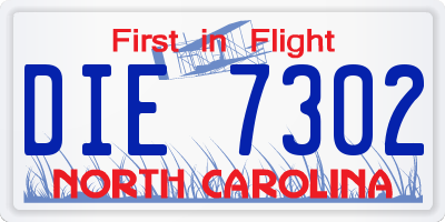 NC license plate DIE7302