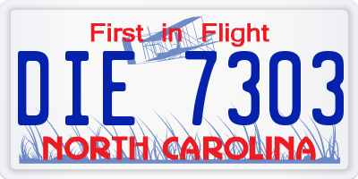 NC license plate DIE7303