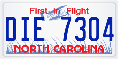 NC license plate DIE7304
