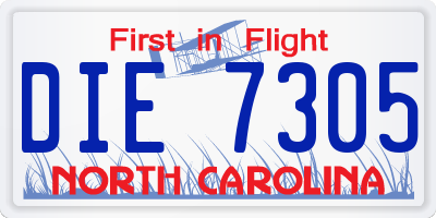 NC license plate DIE7305