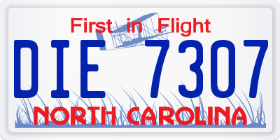 NC license plate DIE7307
