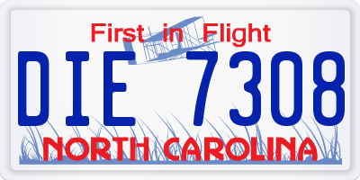 NC license plate DIE7308