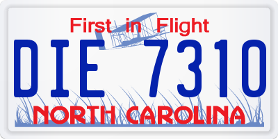NC license plate DIE7310