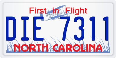 NC license plate DIE7311