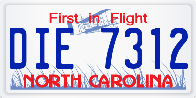 NC license plate DIE7312