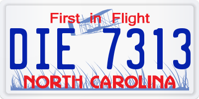 NC license plate DIE7313