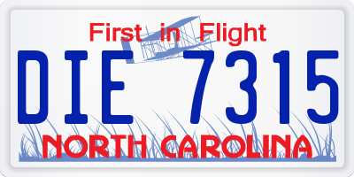 NC license plate DIE7315