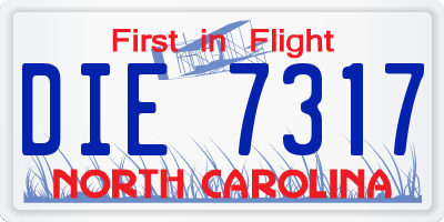 NC license plate DIE7317