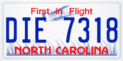 NC license plate DIE7318
