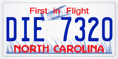 NC license plate DIE7320