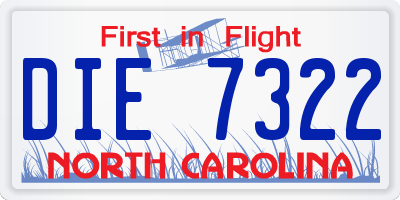 NC license plate DIE7322