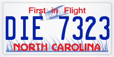 NC license plate DIE7323