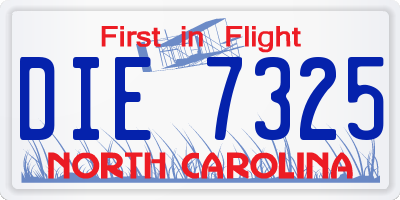 NC license plate DIE7325