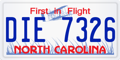 NC license plate DIE7326
